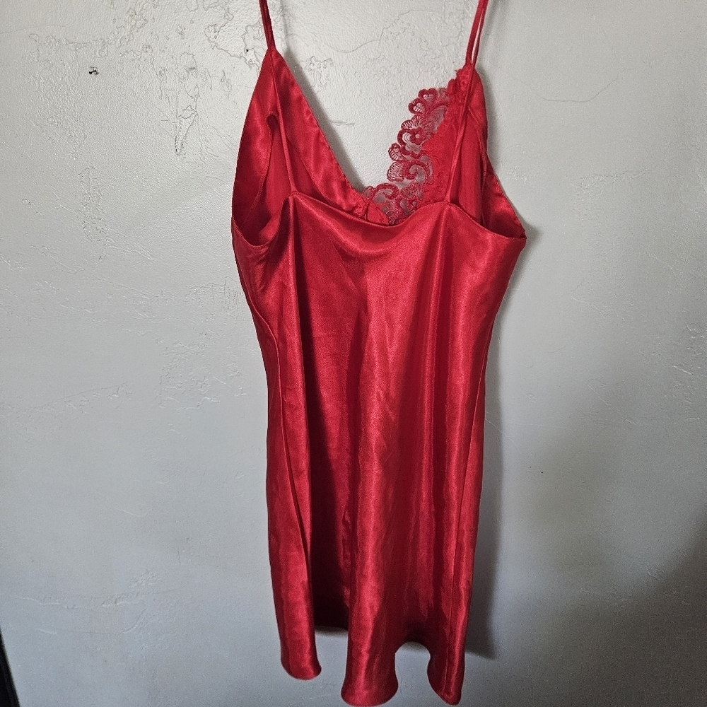 Collection by Intime of California Vintage Small Red Satin Slip Dress Lingerie - Picture 5 of 7